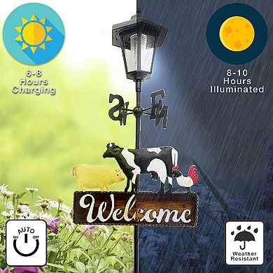 Crosslight Farm Animal "Welcome" Weathervane Solar Stake Light