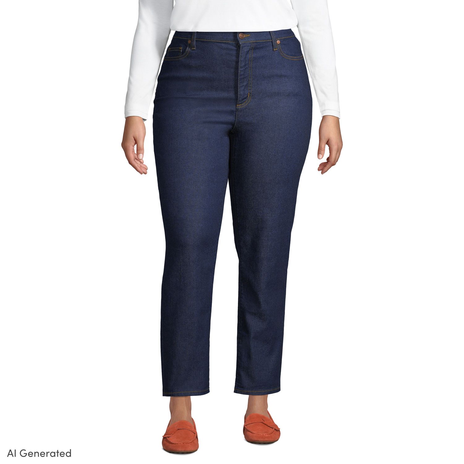 Lands' End Women's High Rise Slim Leg Ankle Jeans - Forever Black Stretch Twill, Fade-Resistant, 65% Polyester Blend