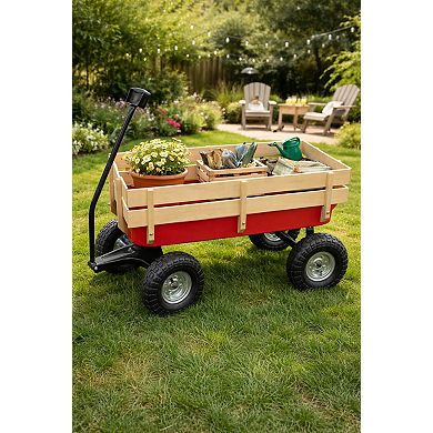 Synergistic Children's Metal and Wood Side Rail Wagon