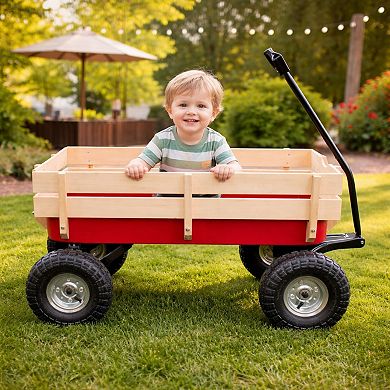 Synergistic Children's Metal and Wood Side Rail Wagon