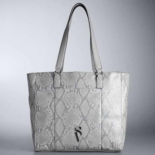 Simply Vera Vera Wang Lavey Raddix Tote Bag - Bleached Grey Python