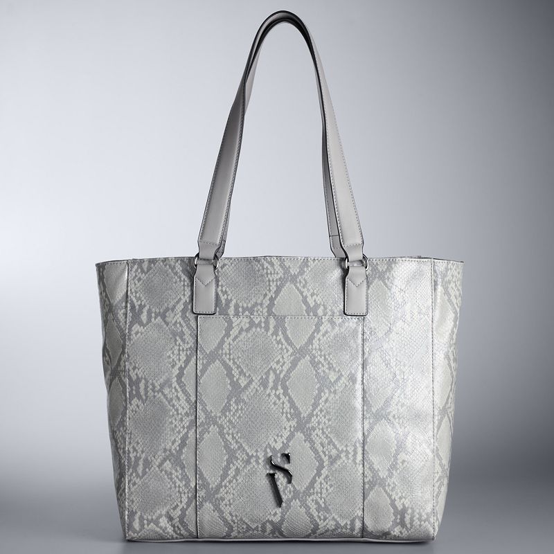 Simply Vera Vera Wang Lavey Raddix Tote Bag, Bleached Grey Python