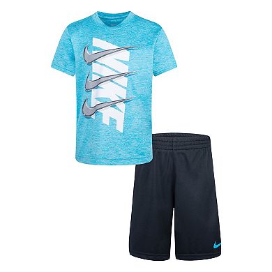Boys 4-7 Nike Dri-FIT Swoosh Graphic Tee & Shorts Set