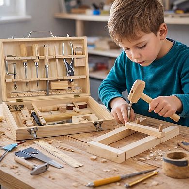 Homeware 16-Piece Metal Tool Kit with Wood Box