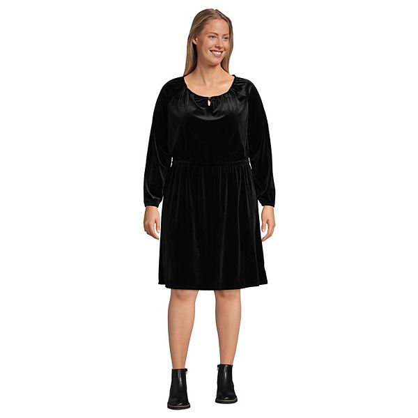 Plus Size Lands' End Velvet Peasant Dress