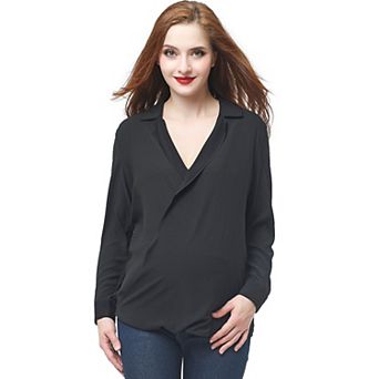 Maternity Pokkori Surplice Drape Front Nursing Blouse