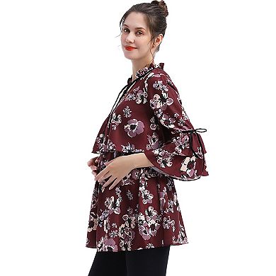 Maternity Pokkori Nursing Floral Print Blouse