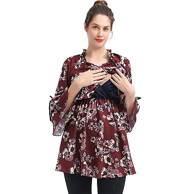 Maternity Pokkori Nursing Floral Print Blouse