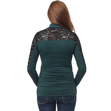 Maternity Pokkori Mockneck Lace Panel Top