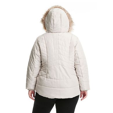 Plus Size d.e.t.a.i.l.s Faux-Fur Hood Quilted Jacket