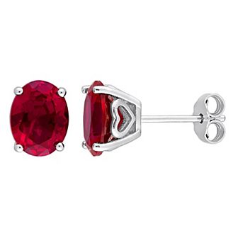 Stella Grace Sterling Silver & Gemstone Oval Stud Earrings