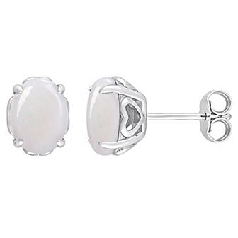 Stella Grace Sterling Silver & Gemstone Oval Stud Earrings