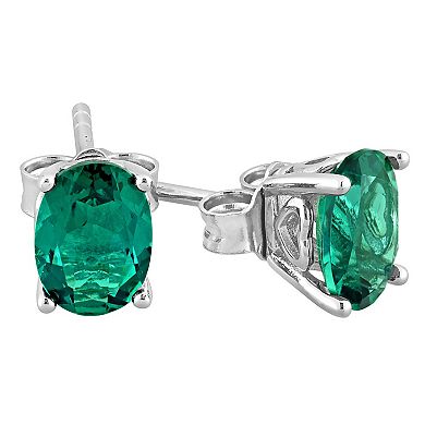 Stella Grace Sterling Silver & Gemstone Oval Stud Earrings