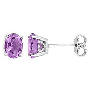 Stella Grace Sterling Silver & Gemstone Oval Stud Earrings