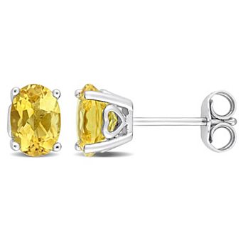 Stella Grace Sterling Silver & Gemstone Oval Stud Earrings