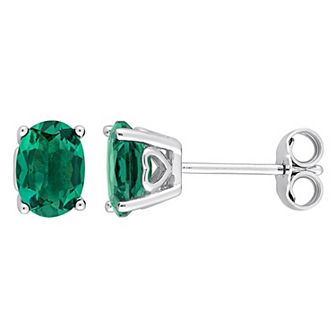 Stella Grace Sterling Silver & Gemstone Oval Stud Earrings
