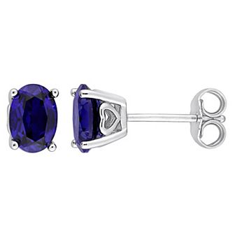 Stella Grace Sterling Silver & Gemstone Oval Stud Earrings