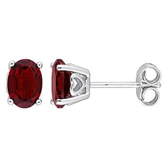 Stella Grace Sterling Silver & Gemstone Oval Stud Earrings