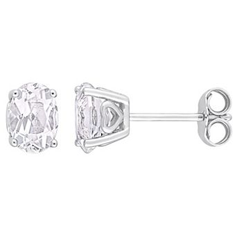 Stella Grace Sterling Silver & Gemstone Oval Stud Earrings