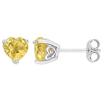 Stella Grace Sterling Silver & Gemstone Heart Stud Earrings