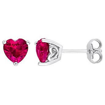 Stella Grace Sterling Silver & Gemstone Heart Stud Earrings