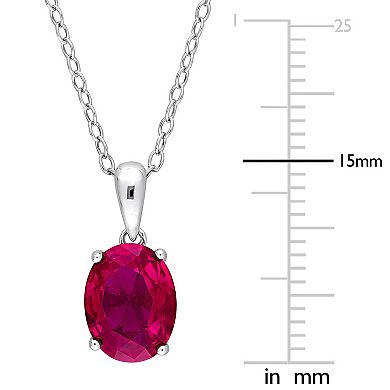 Stella Grace Sterling Silver & Gemstone Oval Stud Pendant Necklace