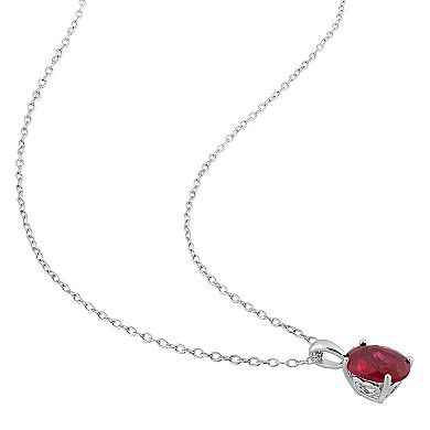 Stella Grace Sterling Silver & Gemstone Oval Stud Pendant Necklace