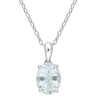 Stella Grace Sterling Silver & Gemstone Oval Stud Pendant Necklace