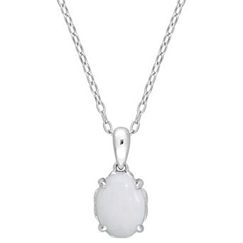 Stella Grace Sterling Silver & Gemstone Oval Stud Pendant Necklace