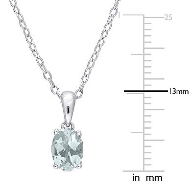 Stella Grace Sterling Silver & Gemstone Oval Stud Pendant Necklace