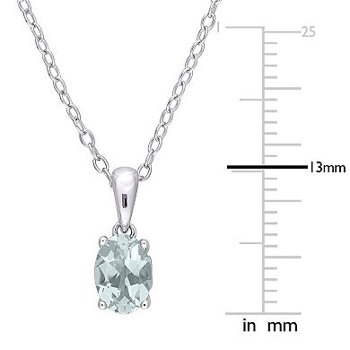 Stella Grace Sterling Silver & Gemstone Oval Stud Pendant Necklace