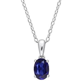 Stella Grace Sterling Silver & Gemstone Oval Stud Pendant Necklace
