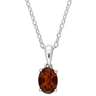 Stella Grace Sterling Silver & Gemstone Oval Stud Pendant Necklace