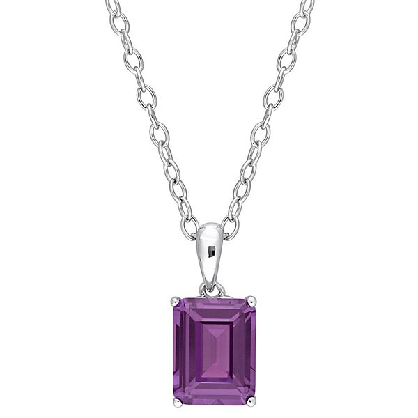 Stella Grace Sterling Silver Gemstone Stud Pendant Necklace