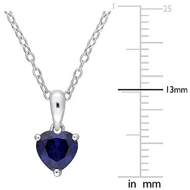 Stella Grace Sterling Silver & Gemstone Heart Stud Pendant Necklace