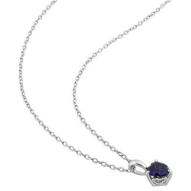 Stella Grace Sterling Silver & Gemstone Heart Stud Pendant Necklace