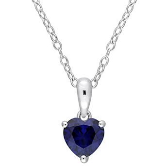 Stella Grace Sterling Silver & Gemstone Heart Stud Pendant Necklace