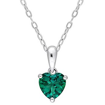Stella Grace Sterling Silver & Gemstone Heart Stud Pendant Necklace