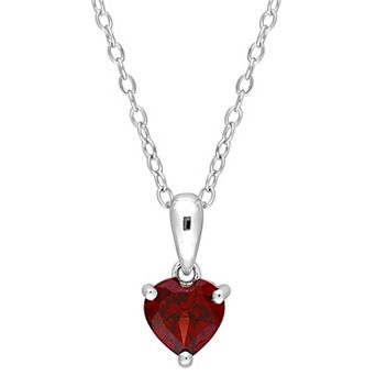 Stella Grace Sterling Silver & Gemstone Heart Stud Pendant Necklace