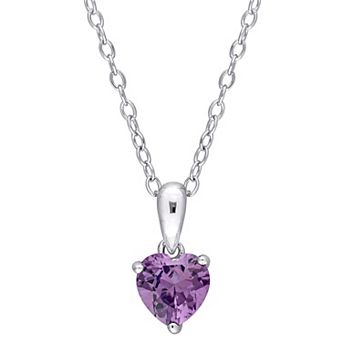 Stella Grace Sterling Silver & Gemstone Heart Stud Pendant Necklace