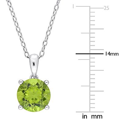 Stella Grace Sterling Silver & Gemstone Round Stud Pendant Necklace