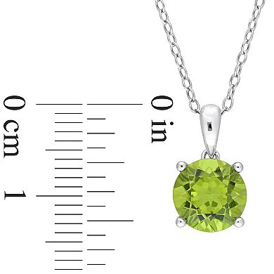 Stella Grace Sterling Silver & Gemstone Round Stud Pendant Necklace