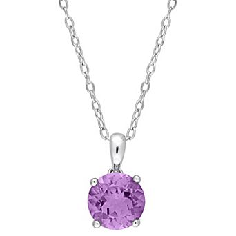 Stella Grace Sterling Silver & Gemstone Round Stud Pendant Necklace