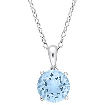 Stella Grace Sterling Silver & Gemstone Round Stud Pendant Necklace
