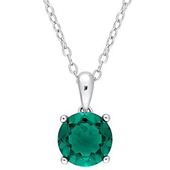 Stella Grace Sterling Silver & Gemstone Round Stud Pendant Necklace