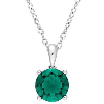 Stella Grace Sterling Silver & Gemstone Round Stud Pendant Necklace