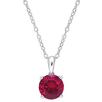 Stella Grace Sterling Silver & Gemstone Round Stud Pendant Necklace