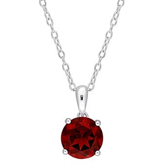 Stella Grace Sterling Silver & Gemstone Round Stud Pendant Necklace