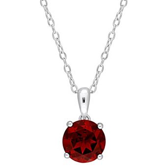 Stella Grace Sterling Silver & Gemstone Round Stud Pendant Necklace
