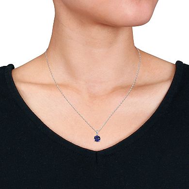Stella Grace Sterling Silver & Gemstone Stud Pendant Necklace